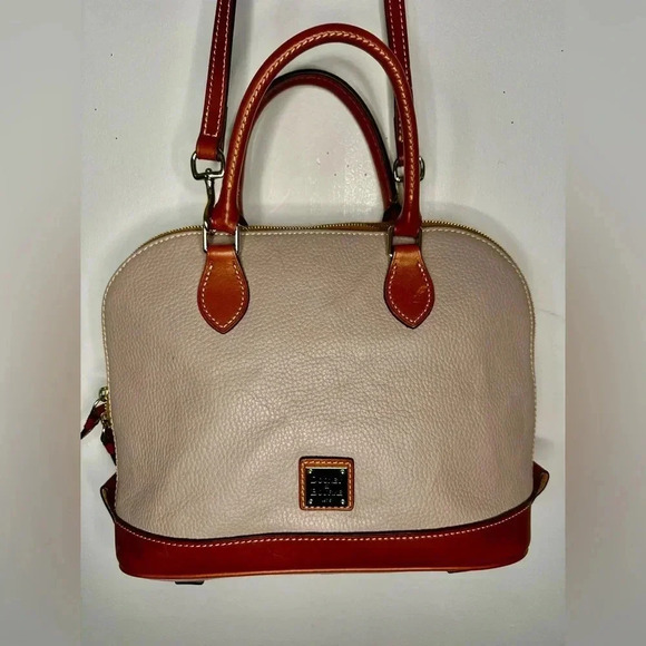 Dooney & Bourke Pebble Grain Leather Zip Zip Satchel Elephant Brown Tan - Picture 2 of 10